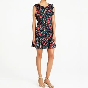 J. Crew Black Floral Flutter Dress